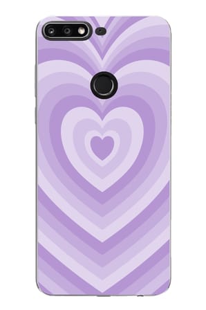 Huawei Y7 2018 - Honor 7C Uyumlu Mor Kalp Dalgalar Tasarımlı Baskılı Silikon Kılıf