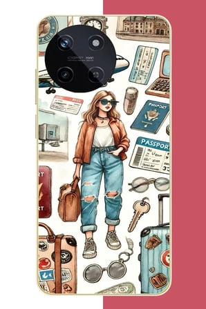 Realme 11 4G Uyumlu vintage-travel Baskılı Silikon Kılıf