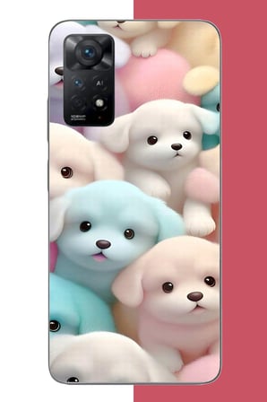 Redmi Note 11E Uyumlu sevimli renkli köpek Baskılı Silikon Kılıf
