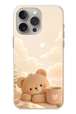 iPhone 15 PRO MAX Uyumlu Sevimli Tatlı Ayı Baskılı Silikon Kılıf