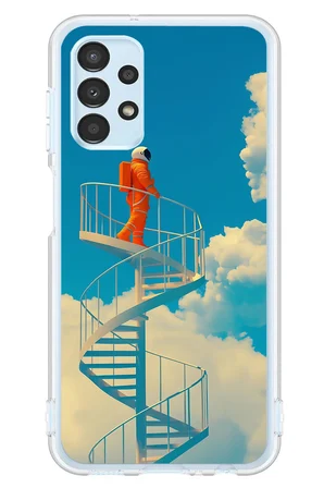 Samsung Galaxy A13 Uyumlu Astronot Gökyüzü Baskılı Silikon Kılıf