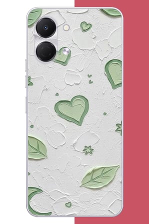 Tecno Spark Go 3 Uyumlu yeşil kalpli tuval Baskılı Silikon Kılıf