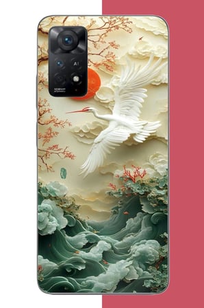 Redmi Note 11E Uyumlu uçan leylek Baskılı Silikon Kılıf