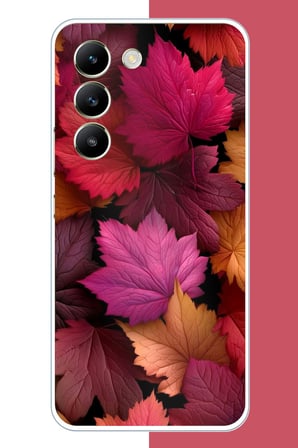 Vivo V30 Lite Uyumlu Kızıl Sonbahar Yaprakları Baskılı Silikon Kılıf