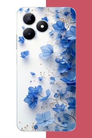 Realme Note 50 Uyumlu mavi çiçek2 Baskılı Silikon Kılıf