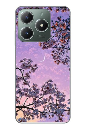 Realme C61 Uyumlu Mor Gökyüzülü Ağaç Baskılı Silikon Kılıf