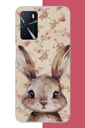 Oppo A16 Uyumlu kahverengi tavşan Baskılı Silikon Kılıf