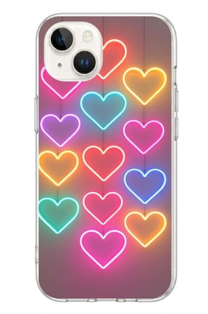 İphone 13/14 Uyumlu Neon Kalpler Baskılı Silikon Kılıf