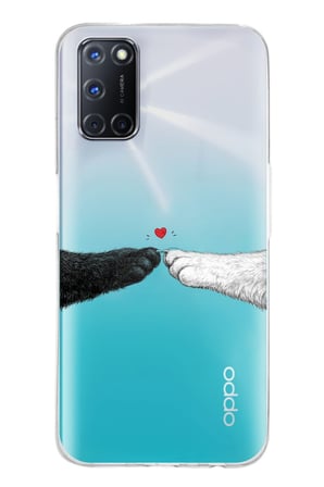 OPPO A52-A72-92 Uyumlu Kedi & Köpek Pati Dokunuşu Kalp Desenli Baskılı Silikon Kılıf