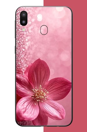 Samsung Galaxy M20 Uyumlu Pembe Işıltı Baskılı Silikon Kılıf