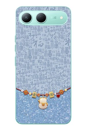 Tecno Spark 40 5G Uyumlu Mavi Japon Desen Baskılı Silikon Kılıf