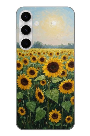 Samsung Galaxy S24 FE Uyumlu Ay çiçeği sulu boya Baskılı Silikon Kılıf