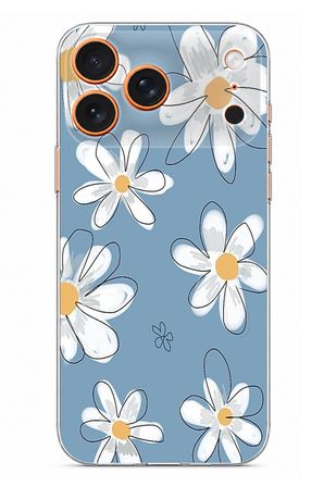 iPhone 17 PRO MAX Uyumlu Mavi Papatya Bahçesi Baskılı Silikon Kılıf