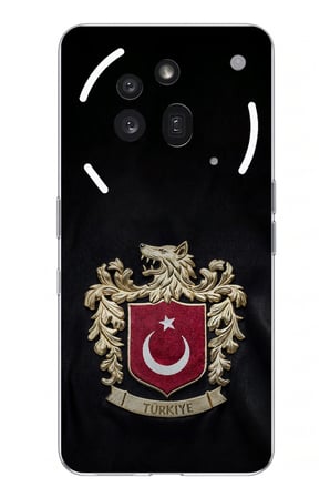 Nothing Phone (3a) Pro Uyumlu Türk Sembolü Kurt ve Bayrak Desenli Baskılı Silikon Kılıf