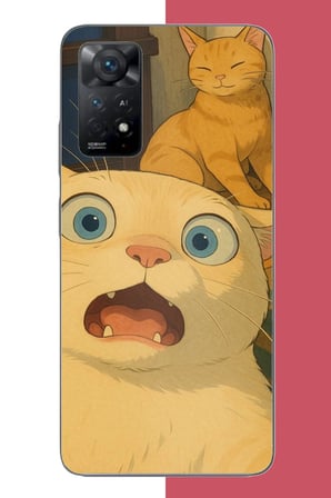 Redmi Note 11E Uyumlu şaşkın kedi Baskılı Silikon Kılıf