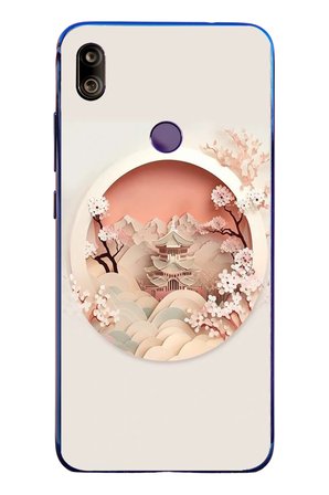 Redmi Note 7 Uyumlu Manzar Retro Yuvarlak Baskılı Silikon Kılıf