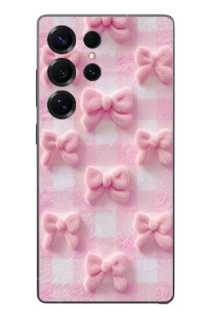 Samsung Galaxy S25 Ultra Uyumlu Pembe Kurdeleler Baskılı Silikon Kılıf