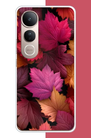 Vivo V50 Lite Uyumlu Kızıl Sonbahar Yaprakları Baskılı Silikon Kılıf