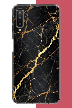 Samsung Galaxy A7 2018 Uyumlu altın diyagonal Baskılı Silikon Kılıf