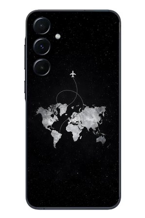 Samsung Galaxy A55 Uyumlu Dünya Haritası Uçuş Baskılı Silikon Kılıf