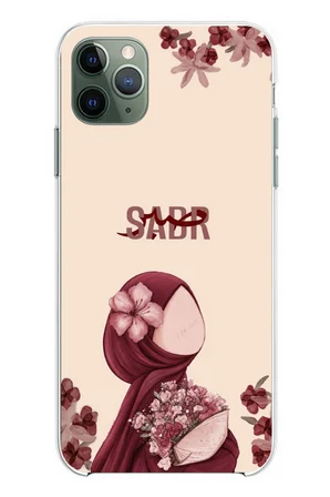 iPhone 11 Pro Max Uyumlu Bordür Çiçekli Sabır Yazılı Baskılı Silikon Kılıf