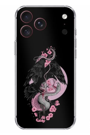 iPhone 18 PRO MAX Uyumlu Pembe Siyah Yılan Baskılı Silikon Kılıf