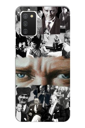 Samsung Galaxy A02S Uyumlu Atatürk Renkli Kolaj Gözler Baskılı Silikon Kılıf