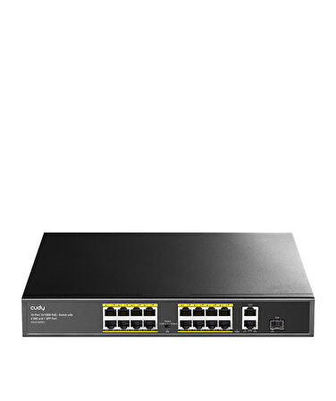 CUDY 16Port 10/100 PoE+2GB Up200W Switch
