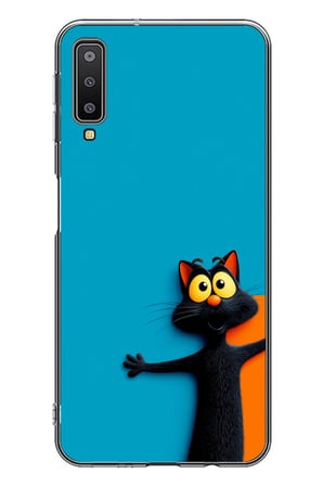 Samsung Galaxy A7 2018 Uyumlu Kedi Uyarısı Baskılı Silikon Kılıf