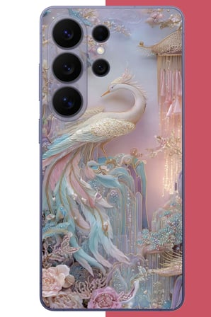 Samsung Galaxy S26 Ultra Uyumlu kristal kuğu Baskılı Silikon Kılıf