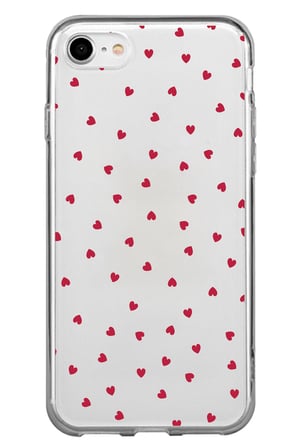 iPhone 6 - 6S Uyumlu Kırmızı Kalpler Tasarımlı Baskılı Silikon Kılıf
