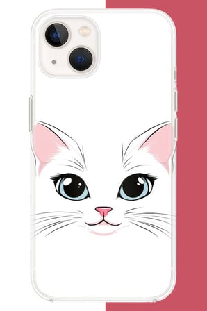 iPhone 15 Uyumlu kedi yüzü Baskılı Silikon Kılıf