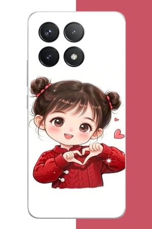 POCO F6 PRO Uyumlu kawaii kalpli kız Baskılı Silikon Kılıf