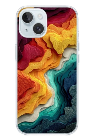 İphone 15 Uyumlu Renk Dalgaları Baskılı Silikon Kılıf