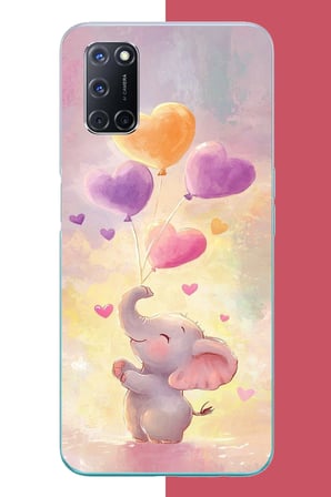 OPPO A52-A72-92 Uyumlu minik fil Baskılı Silikon Kılıf