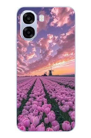 Oppo A6t - A6X Uyumlu Lale Bahçesi Baskılı Silikon Kılıf