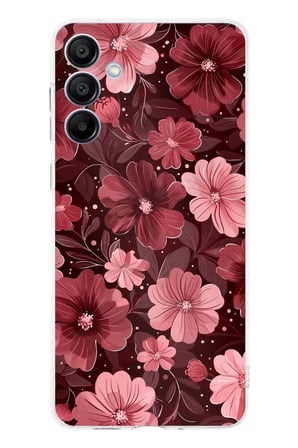 Samsung Galaxy A16 Uyumlu Pembe ve Bordo Çiçek Desenli Baskılı Silikon Kılıf
