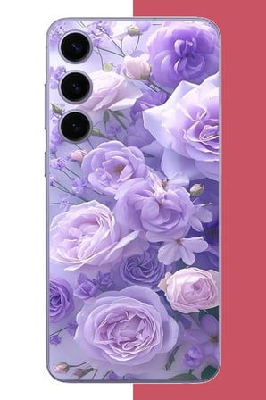Samsung Galaxy S24 Plus Uyumlu mor çiçek Baskılı Silikon Kılıf
