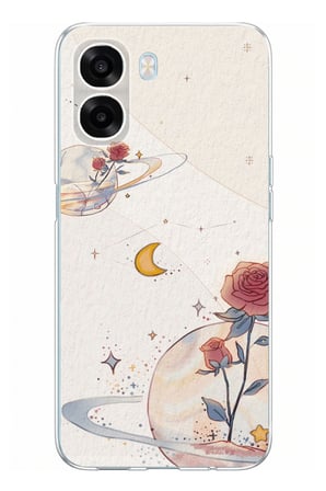 Oppo A6T - A6X Uyumlu Gezegen, Yıldız ve Gül Baskılı Silikon Kılıf