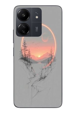 Redmi 13C Uyumlu Günbatımı Mermer Desenli Baskılı Silikon Kılıf