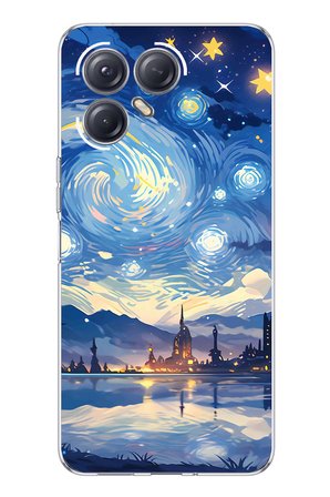 Tecno Pova 7 ULTRA 5G Uyumlu Yıldızlı Gökyüzü ve Şehir Silüeti Baskılı Silikon Kılıf