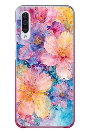 Samsung Galaxy A50 Uyumlu Yağlı Boya Çiçekler Baskılı Silikon Kılıf
