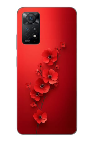 Redmi Note 11E Uyumlu Kırmızı Kardelenler Baskılı Silikon Kılıf