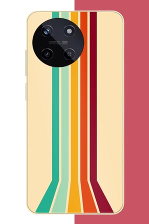 Realme 11 4G Uyumlu Retro Renk Şeritleri Baskılı Silikon Kılıf