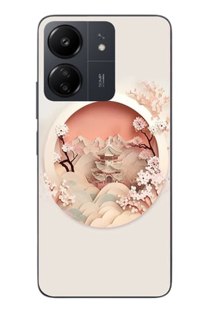 Redmi 13C Uyumlu Manzar Retro Yuvarlak Baskılı Silikon Kılıf