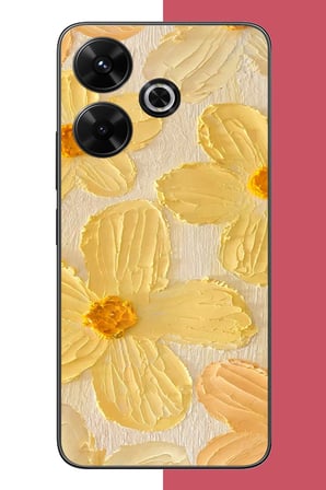 Redmi 13 Uyumlu tuvaldeki sarı çiçek Baskılı Silikon Kılıf