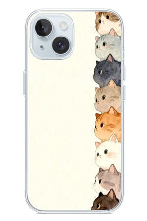İphone 15 Uyumlu Sıralı Kediler Baskılı Silikon Kılıf