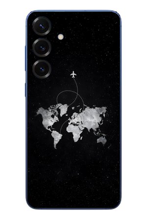 Samsung Galaxy S25 Plus Uyumlu Dünya Haritası Uçuş Baskılı Silikon Kılıf