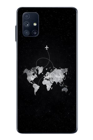 Samsung Galaxy M51 Uyumlu Dünya Haritası Uçuş Baskılı Silikon Kılıf