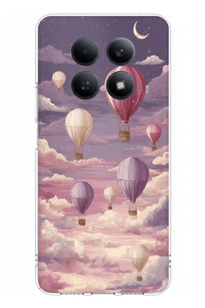 Redmi Note 15 4G Uyumlu Mor Gökyüzü ve Uçan Balon Baskılı Silikon Kılıf